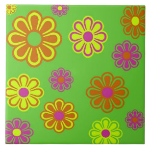 Groovy mod pop orange lila kakelplatta
