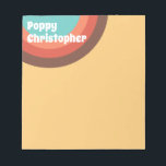 Groovy Modern Retro Colorful Kurvor Personlig Anteckningsblock<br><div class="desc">Med en hatt-spets till en 70-talsgrove har den här designen fet kurvor och tjock, och den är snygg. Med hjälp av en palett med gult, peachisk orange, ljusröd, brun och turkos skapat jag fet koncentriska cirklar som sedan förstorades så att bakgrunden ger en bit av det fantastiska kurvor. Det glada...</div>