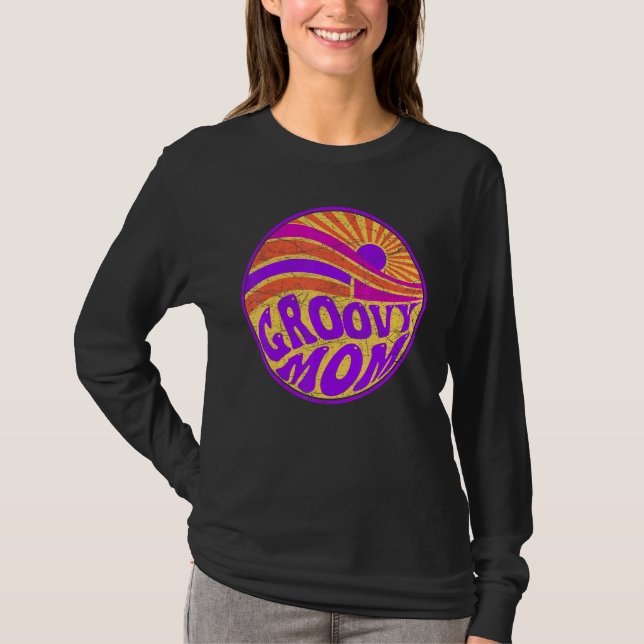Groovy Mom 70s Aesthetic Nostalgia 1970's Retro Mo T Shirt (Framsida)