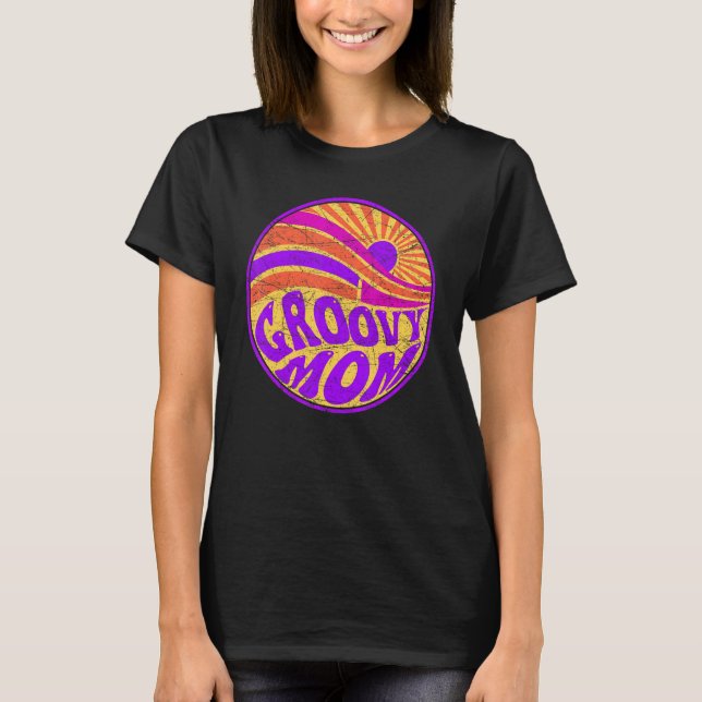 Groovy Mom 70s Aesthetic Nostalgia 1970's Retro Mo T Shirt (Framsida)
