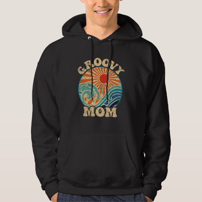 Groovy Mom Retro 70s Aesthetic Sunset Mother Day 1 Hoodie (Framsida)