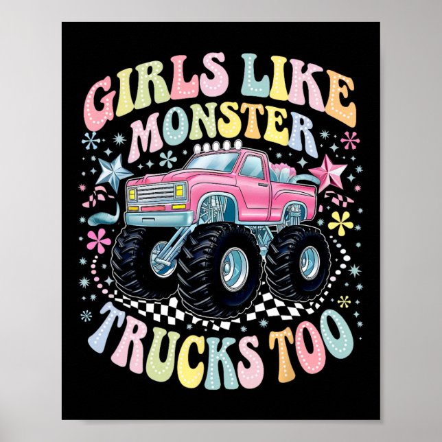 Groovy Monster Lastbil Birthday Girls som Monster  Poster (Framsidan)