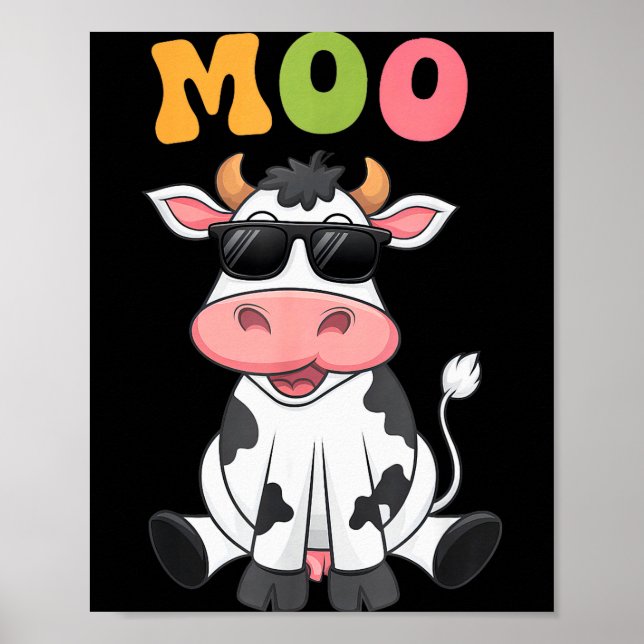 Groovy Moo Ko - Rollig Farmer Ko Män Kvinnor Barn  Poster (Framsidan)