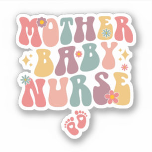 Groovy Mor Baby Nurse, Postpartum Nurse Klistermärken