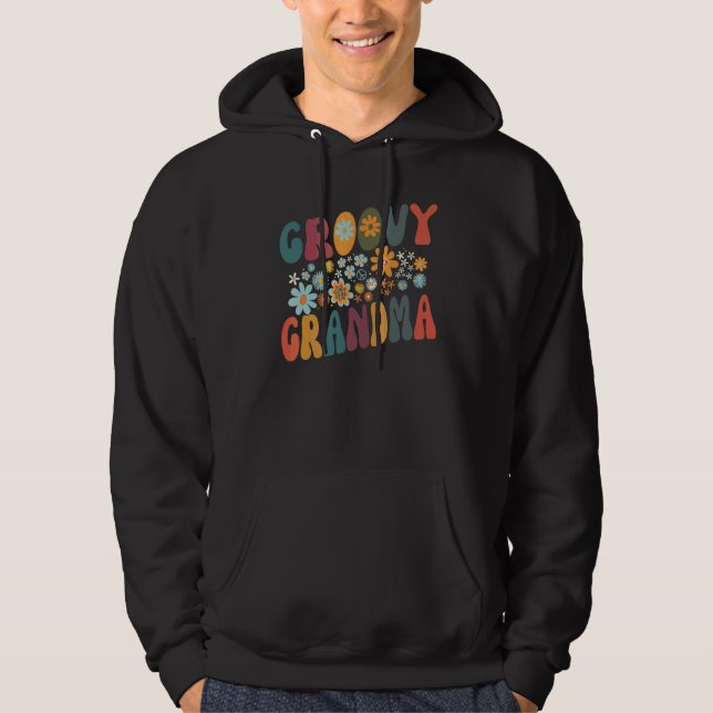 Groovy Mormor Retro Färgglada Blommor Mormor Hoodie (Framsida)