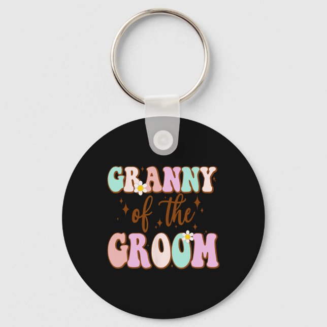 Groovy Mormor Till Brudgummen Bröllopsfirande Från Nyckelring (Framsida)