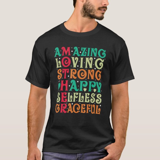 Groovy Mother Amazing Loving Strong Happy Selfless T Shirt (Framsida)