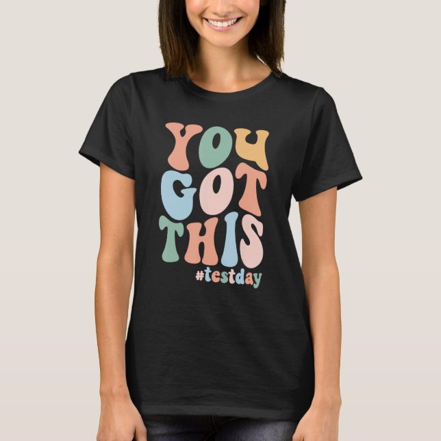 Groovy Motivational TestDay Teacher Student Unga T Shirt (Framsida)