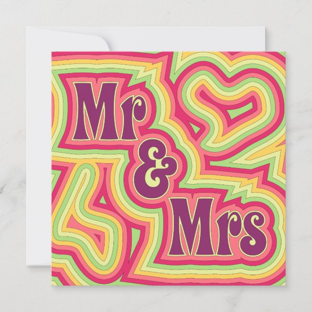 Groovy Mr & Mrs Inbjudan/Anmälan Inbjudningar (Framsida)