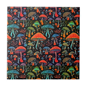 Groovy Mushroom Mönster Kakelplatta