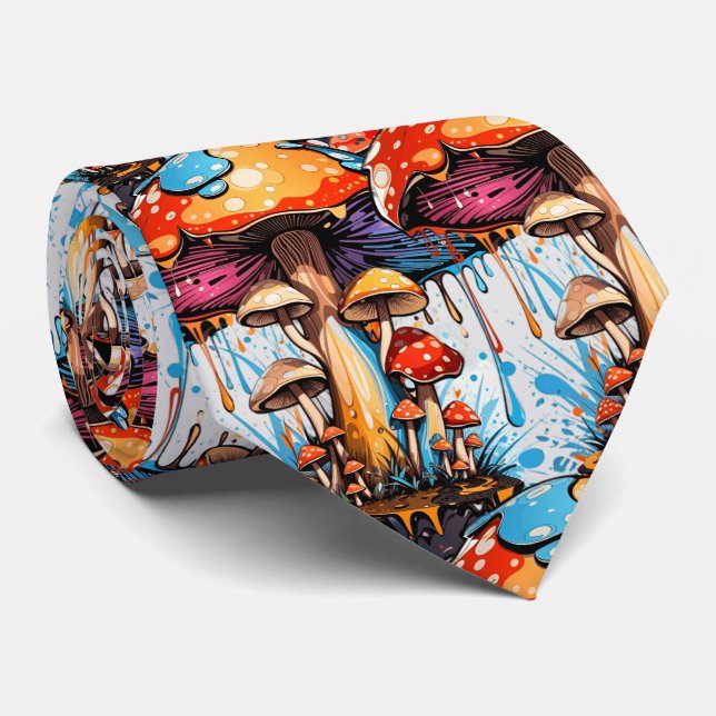 Groovy Mushroom Tie - där konsten möter elegans! Slips (Rullad)