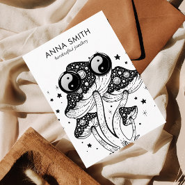 Groovy Mushroom Trippy Retro Earring Visning Busin Visitkort