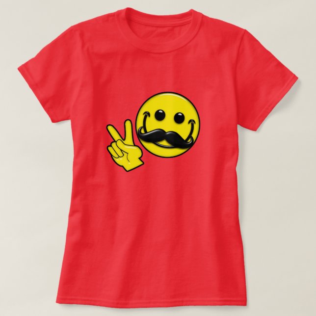 Groovy Mustache Peace T-shirt (Design framsida)