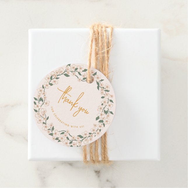 Groovy Mustard Blommigt Bröllop Gåvor Etiketter (På plats)