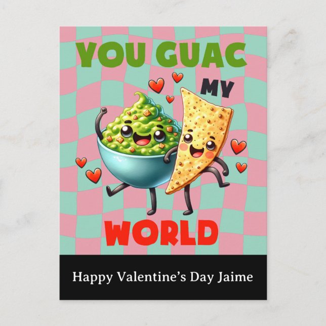 Groovy Nacho Cheese Guac Alla hjärtans dag Postkor Vykort (Framsida)