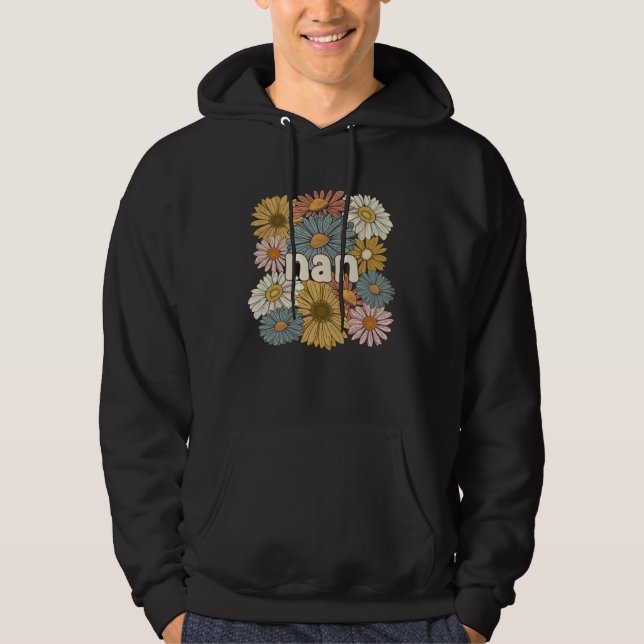 Groovy Nan Grandmother Flowers Nan Grandma Hoodie (Framsida)