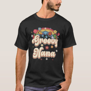 Groovy Nana Retro Hippie Fredstecken Blommigt Mor T Shirt