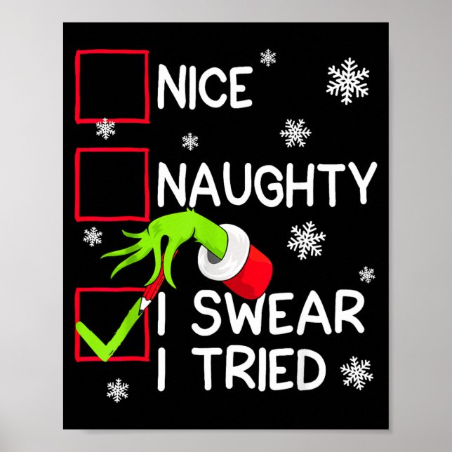 Groovy Naughty I Swear I Tried Christmas Xmas Men  Poster (Framsidan)
