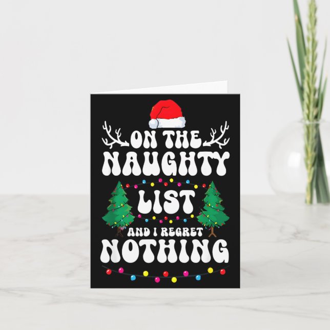 Groovy Naughty List Christmas Xmas Santa Mens Wome Kort (Framsida)