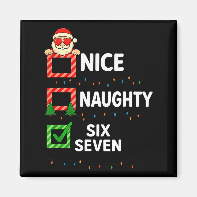 Groovy Naughty Six Seven 67 Christmas Family Xmas  Magnet (Framsidan)