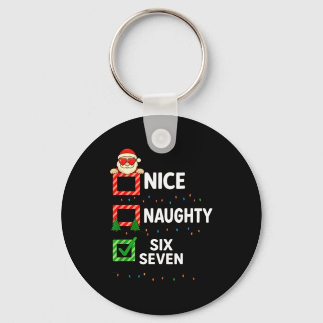 Groovy Naughty Six Seven 67 Christmas Family Xmas  Nyckelring (Framsida)