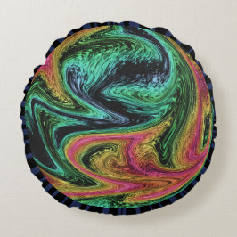 Groovy Neon Marble Rund Kudde