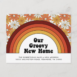Groovy New Home Rainbow Retro Ny adress Meddelande Vykort