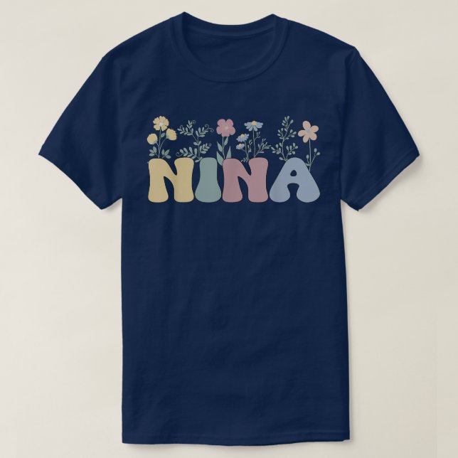 Groovy Nina Grandmor Flowers Nina Grandma  T Shirt (Design framsida)
