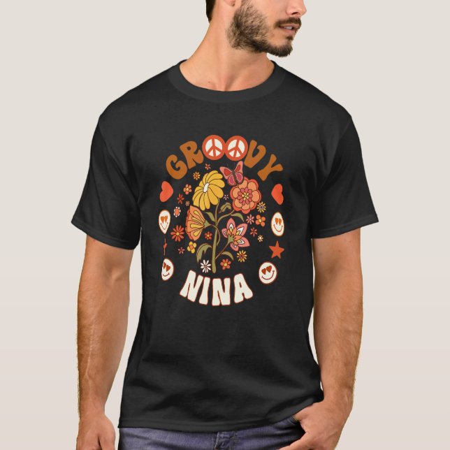 Groovy Nina Groovy Birthday Matching Birthday Pa T Shirt (Framsida)