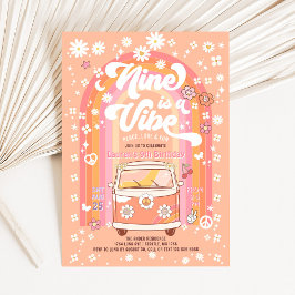Groovy Nine är en Vibe Van Bus 9-årsfest Inbjudningar