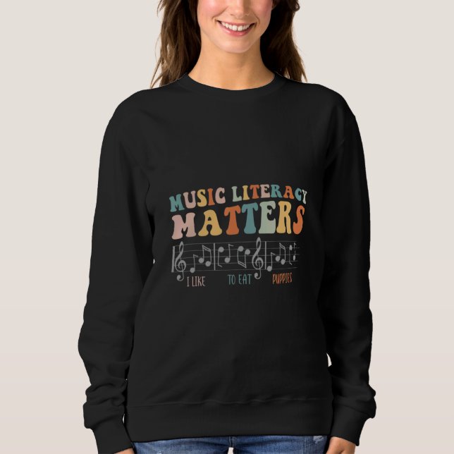 Groovy Notes Music Literacy Matters I Like To Eat  T Shirt (Framsida)