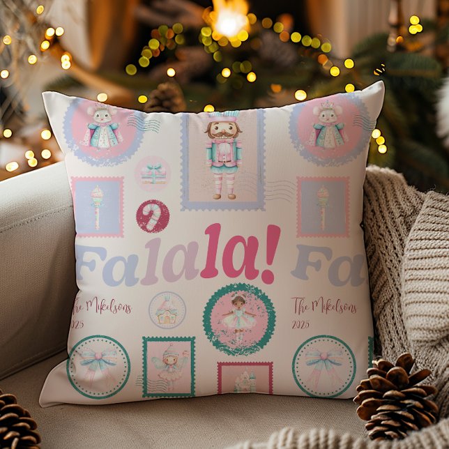 Groovy nötknäppare retro pastell jul kudde (Skapare uppladdad)