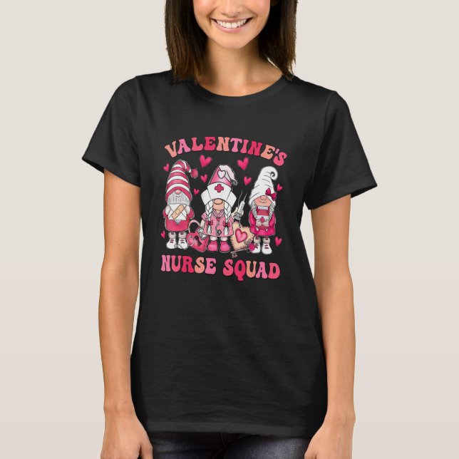 Groovy Nurse Squad Gnomes Nurse Valentines Day Nur T Shirt (Framsida)