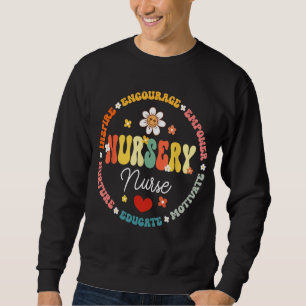 Groovy Nursery Nurse RN Nurse Inspirational Life Lång Ärmad Tröja