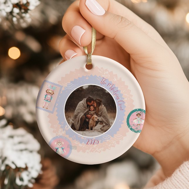 Groovy Nutcracker Retro Pastell Jul Julgransprydnad Keramik (Skapare uppladdad)