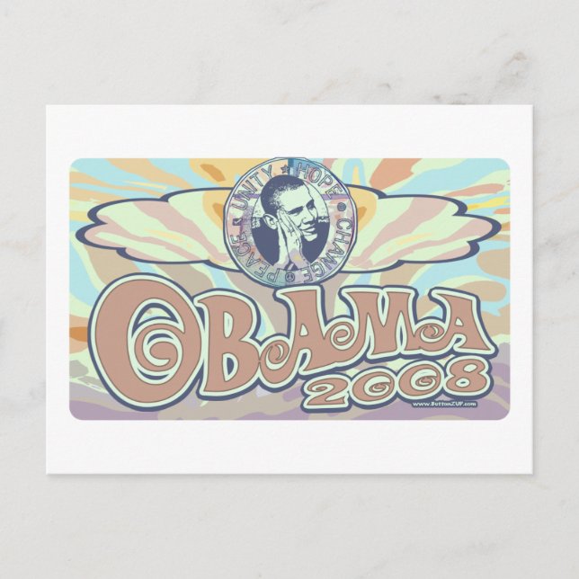 Groovy Obama 2008 Gear Vykort (Framsida)