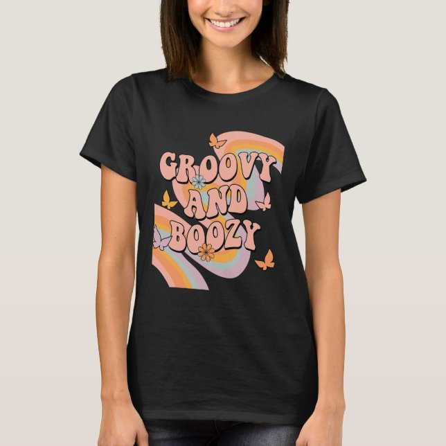 Groovy och berusad regnbåge Groovy möhippa T Shirt (Framsida)