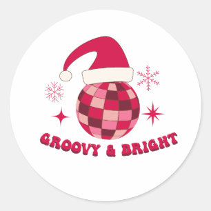 Groovy och Bright Disco-jul Runt Klistermärke
