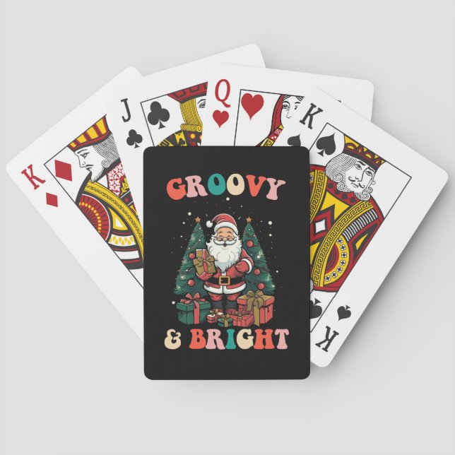 Groovy och Bright Jultomten Helgdag Retro Casinokort (Baksidan)