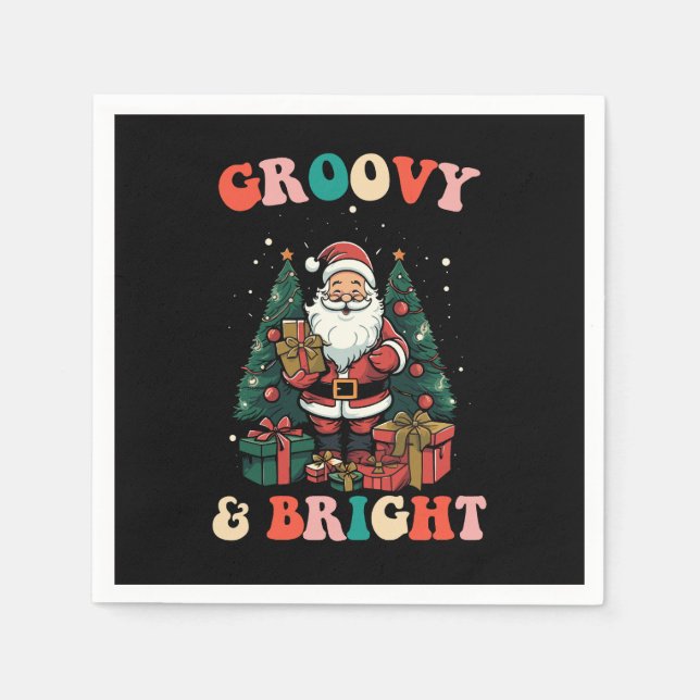 Groovy och Bright Jultomten Helgdag Retro Pappersservett (Framsidan)
