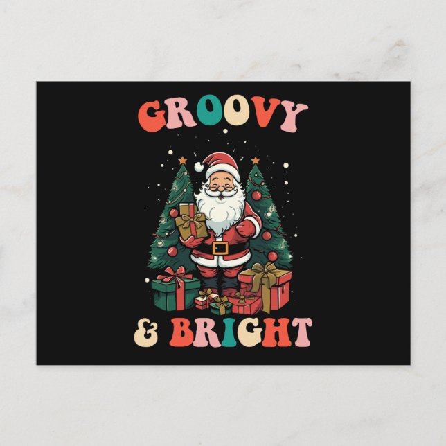 Groovy och Bright Jultomten Helgdag Retro Vykort (Framsida)