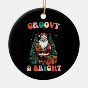 Groovy och ljust jul santa högtid retro julgransprydnad keramik