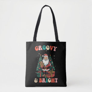 Groovy och ljust jul santa högtid retro tygkasse