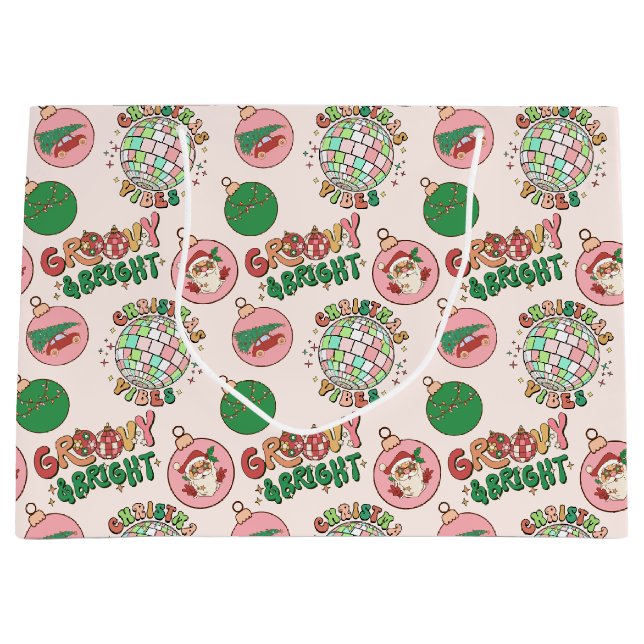 Groovy och ljust rosa och grönt retro-jul (Framsidan)