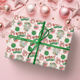 Groovy och ljust rosa och grönt retrofirande presentpapper