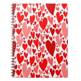 Groovy och Romantic Red Hearts Valentine Day Anteckningsbok Med Spiral