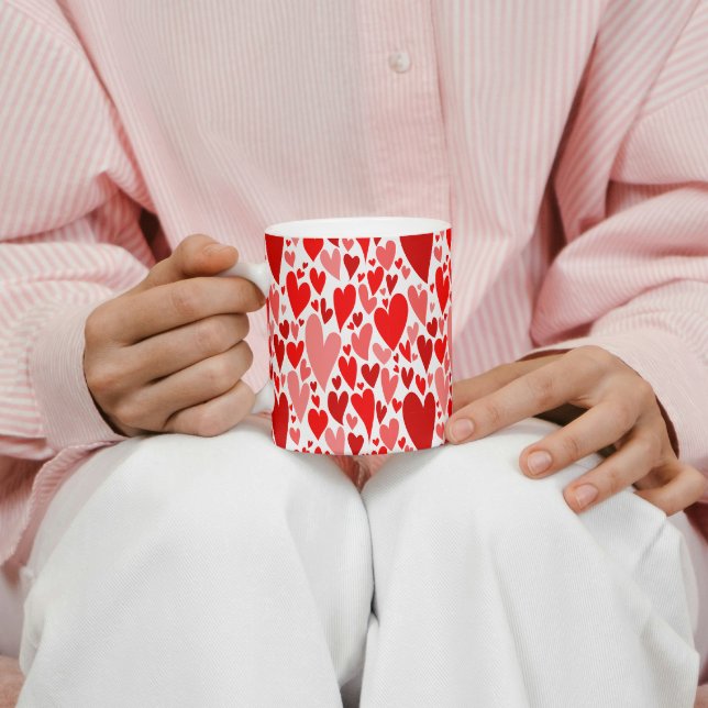 Groovy och Romantic Red Hearts Valentine Day Kaffemugg (Skapare uppladdad)