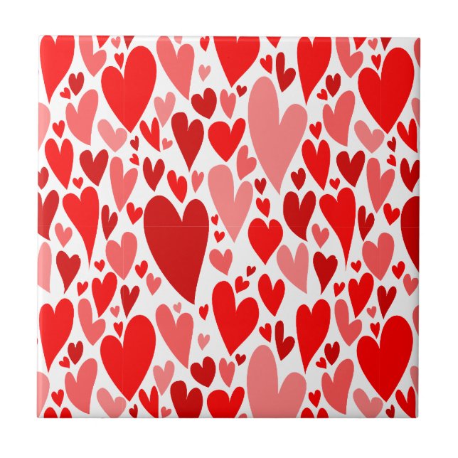Groovy och Romantic Red Hearts Valentine Day Kakelplatta (Framsidan)