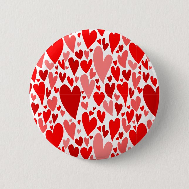Groovy och Romantic Red Hearts Valentine Day Knapp (Framsida)