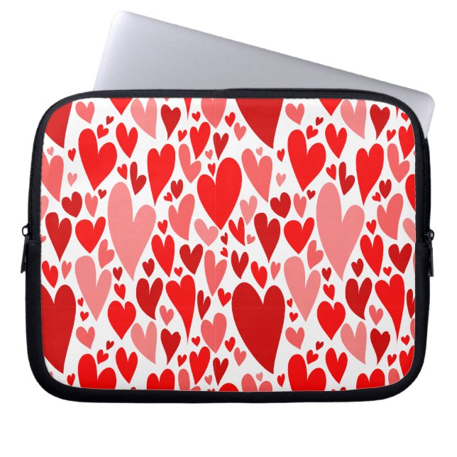 Groovy och Romantic Red Hearts Valentine Day Laptop Sleeve (Framsidan)